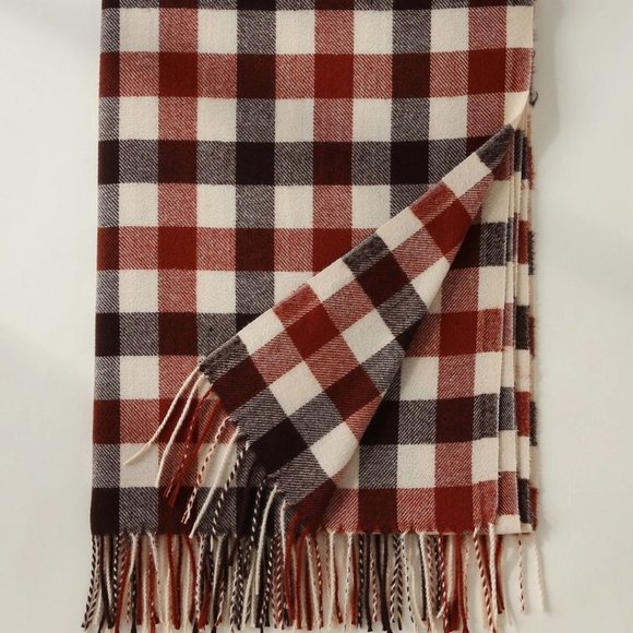NEW Super Soft Earth Tone Plaid Fringe Scarf - Picture 5 of 6